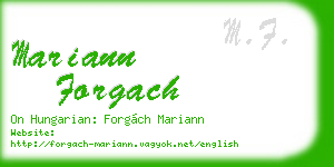 mariann forgach business card