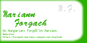 mariann forgach business card